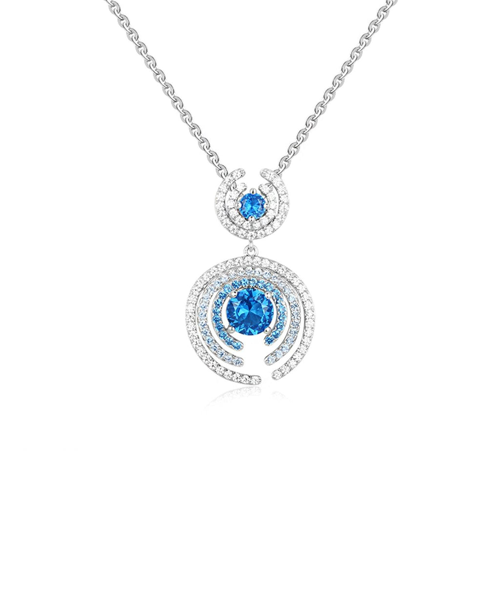 Blue zirconia pendant necklace with platinum-plated silver