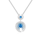 Blue zirconia pendant necklace with platinum-plated silver