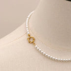She Wore Pearls Waterproof Pearl Necklace - 18k Gold PVD Plated Stainless Steel Toggle Clasp - Yadman UK
