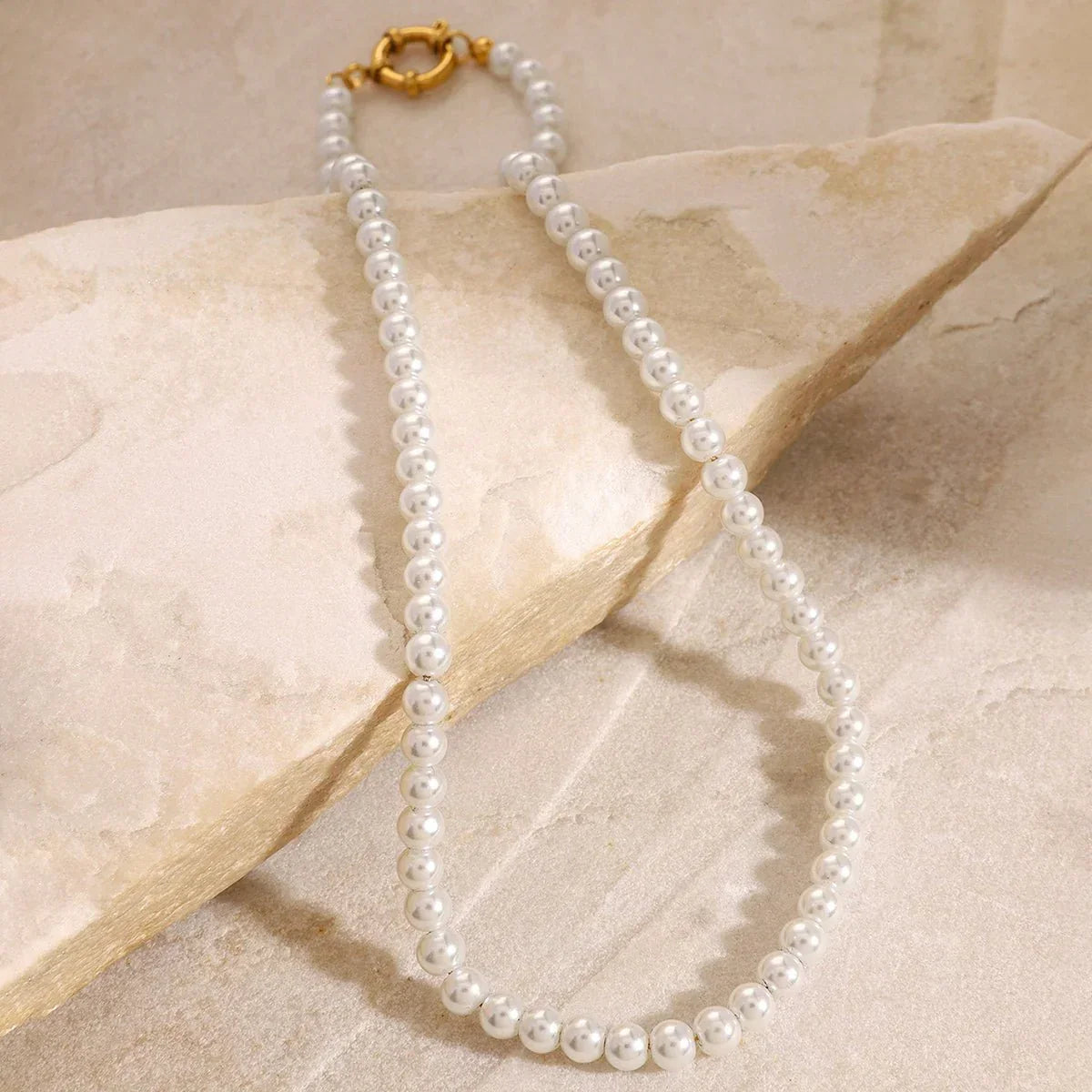 She Wore Pearls Waterproof Pearl Necklace - 18k Gold PVD Plated Stainless Steel Toggle Clasp - Yadman UK