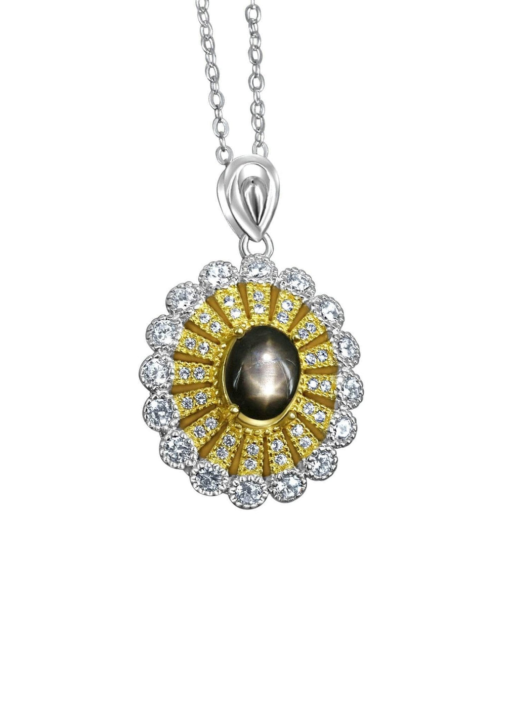 Natural star sapphire pendant in 18K gold-plated sterling silver – She is Eclipsa