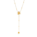 Sun Pendant Lariat Necklace – 18K Gold Plated Y - Chain - Yadman Emarati