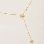 Sun Pendant Lariat Necklace – 18K Gold Plated Y - Chain - Yadman Emarati
