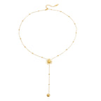 Sun Pendant Lariat Necklace – 18K Gold Plated Y - Chain - Yadman Emarati