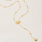 Sun Pendant Lariat Necklace – 18K Gold Plated Y - Chain - Yadman Emarati