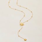 Sun Pendant Lariat Necklace – 18K Gold Plated Y - Chain - Yadman Emarati