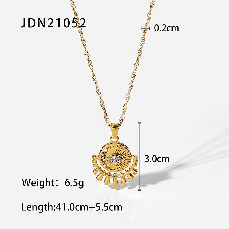 Sunburst Eye Pendant Necklace with CZ Accents – 18K Gold Vermeil | Dubai Collection - Yadman Emarati