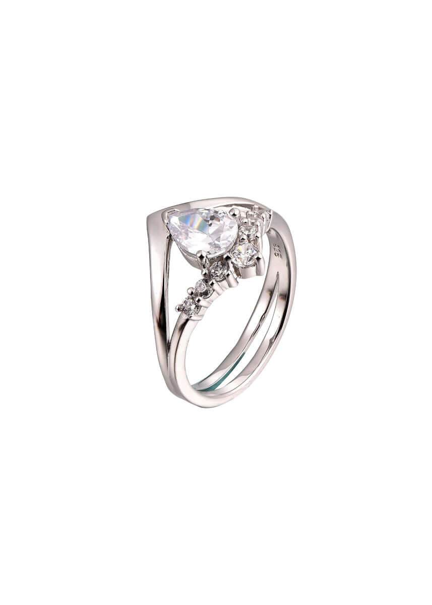 Rhodium-plated silver women’s ring