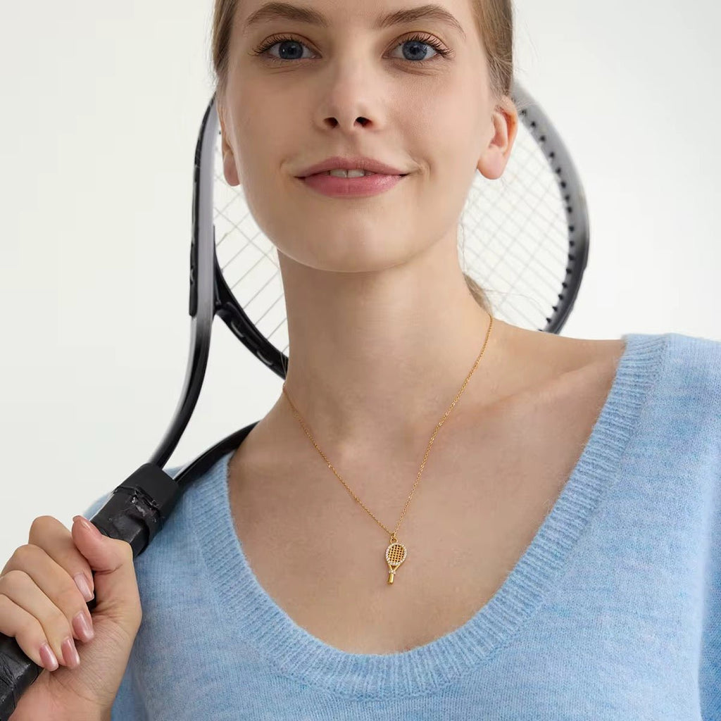 18K Gold Vermeil Necklace with Tennis Pendant