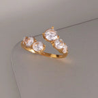 The Duchess Open - Band Crystal Ring - 18k Gold PVD Plated Stainless Steel & Waterproof - Yadman UK