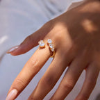 The Duchess Open - Band Crystal Ring - 18k Gold PVD Plated Stainless Steel & Waterproof - Yadman UK
