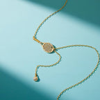 The Grand Slam Tennis Racket Lariat Necklace - 18k Gold PVD Plated Stainless Steel & Waterproof - Yadman UK