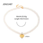 The Pearl Strand Heart Pendant Necklace - 18k Gold PVD Plated Stainless Steel & Waterproof - Yadman UK