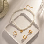 The Pearl Strand Heart Pendant Necklace - 18k Gold PVD Plated Stainless Steel & Waterproof - Yadman UK