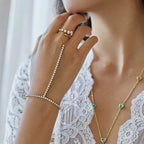 The Tiara Crystal Tennis Hand Chain - 18k Gold PVD Plated Stainless Steel & Waterproof - Yadman UK