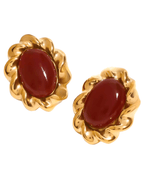 The Vintage Muse Oval Statement Studs - 18k Gold PVD Plated Stainless Steel & Waterproof - Yadman UK