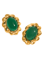 The Vintage Muse Oval Statement Studs - 18k Gold PVD Plated Stainless Steel & Waterproof - Yadman UK