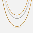 Third Harmony Triple Layered Necklace - 18k Gold PVD Plated Stainless Steel & Waterproof - Yadman UK