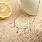 Gold Chain Necklace with Turquoise Drops