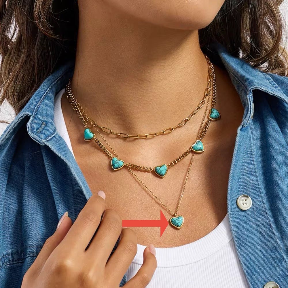 Turquoise Heart Pendant Necklace – Dubai Collection