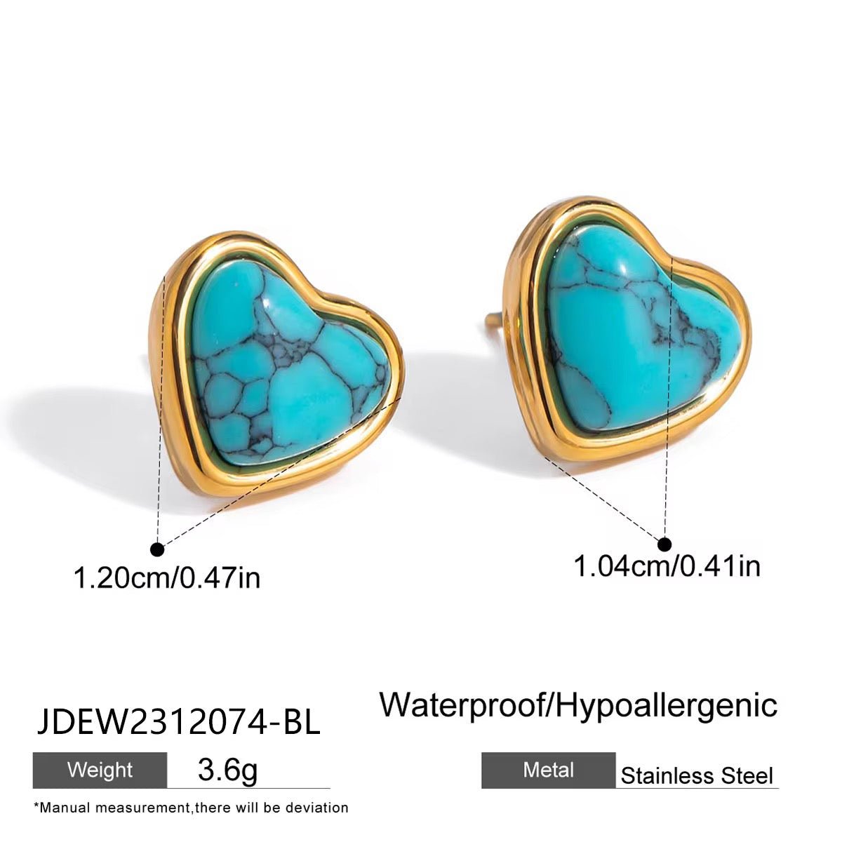 Waterproof Hypoallergenic Turquoise Earrings