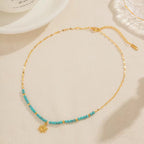 18K Gold Vermeil Necklace with Turquoise Beads
