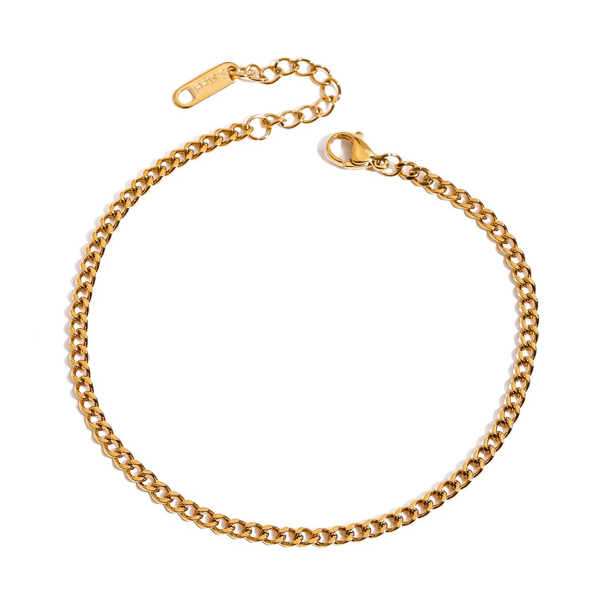 Gold chain bracelet on a white background