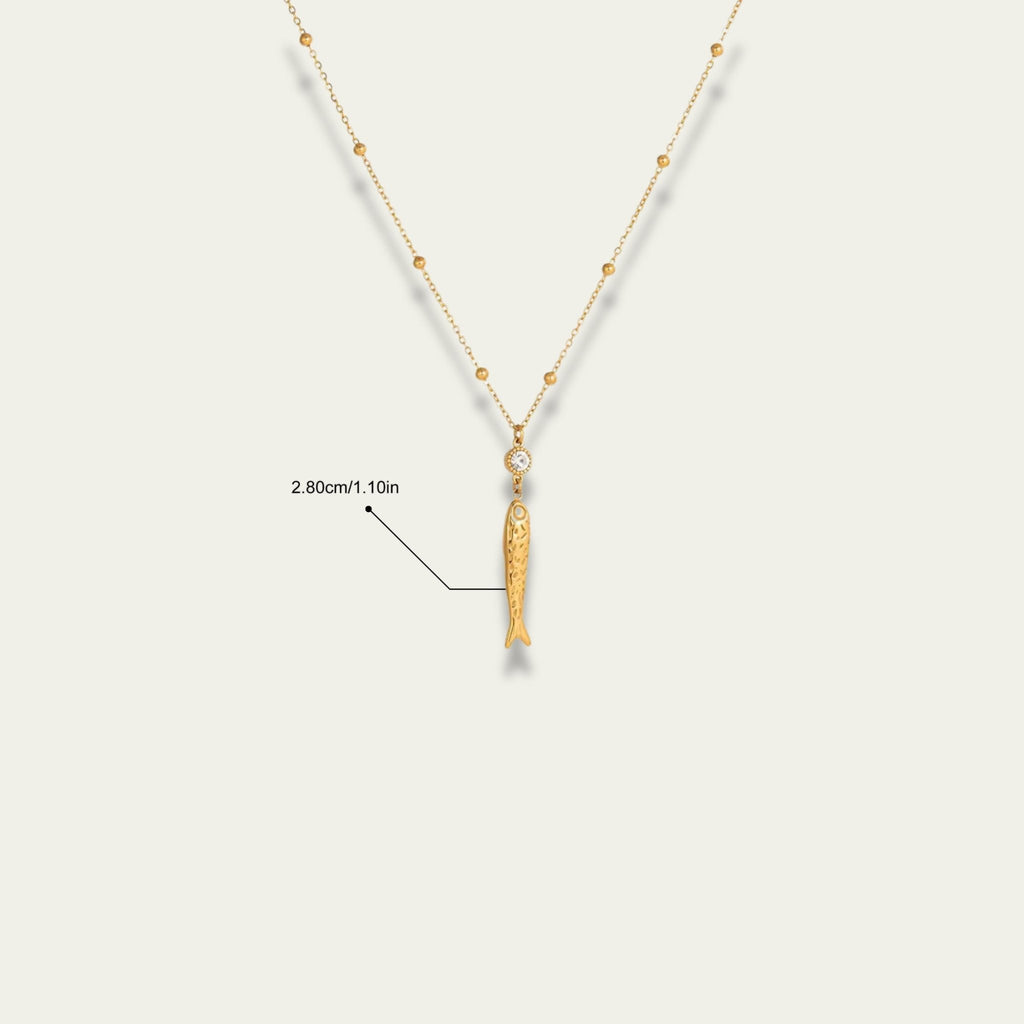 Very Fishy, Indeed Gold Fish Pendant Necklace - 18k Gold PVD Plated Stainless Steel & Waterproof - Yadman UK
