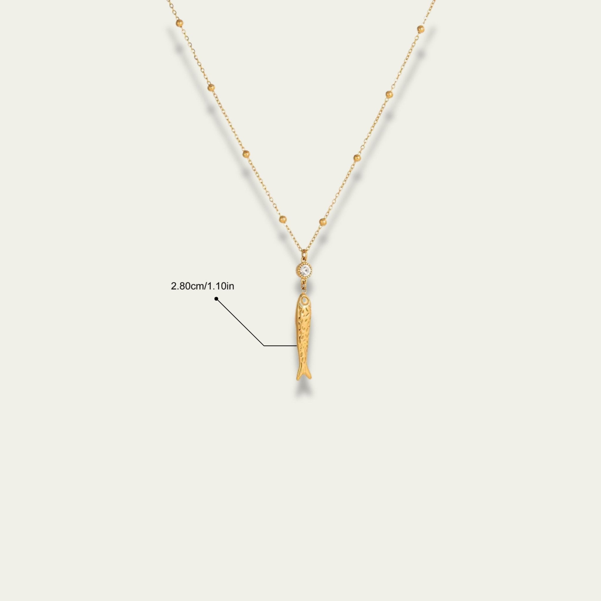 Very Fishy, Indeed Gold Fish Pendant Necklace - 18k Gold PVD Plated Stainless Steel & Waterproof - Yadman UK