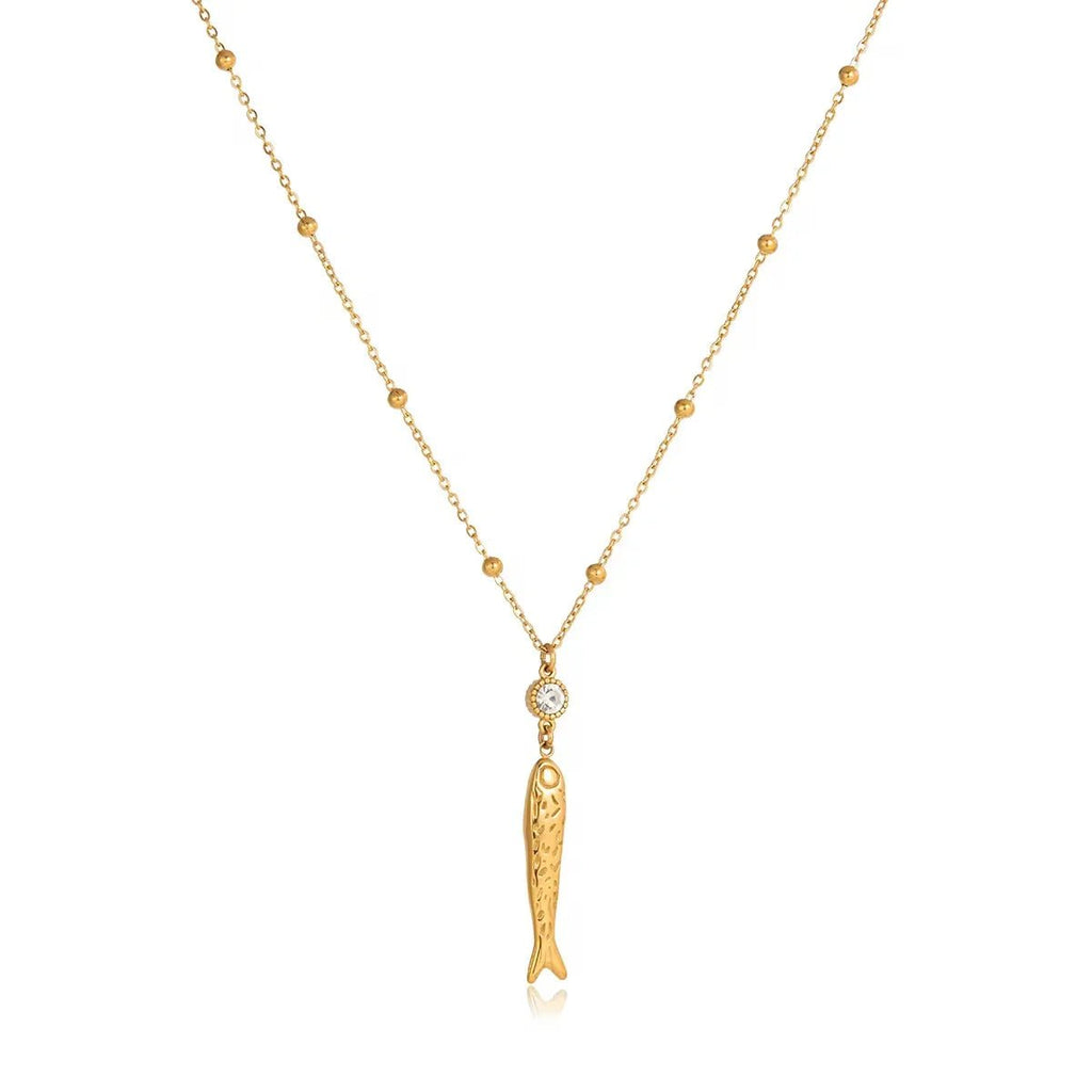 Very Fishy, Indeed Gold Fish Pendant Necklace - 18k Gold PVD Plated Stainless Steel & Waterproof - Yadman UK