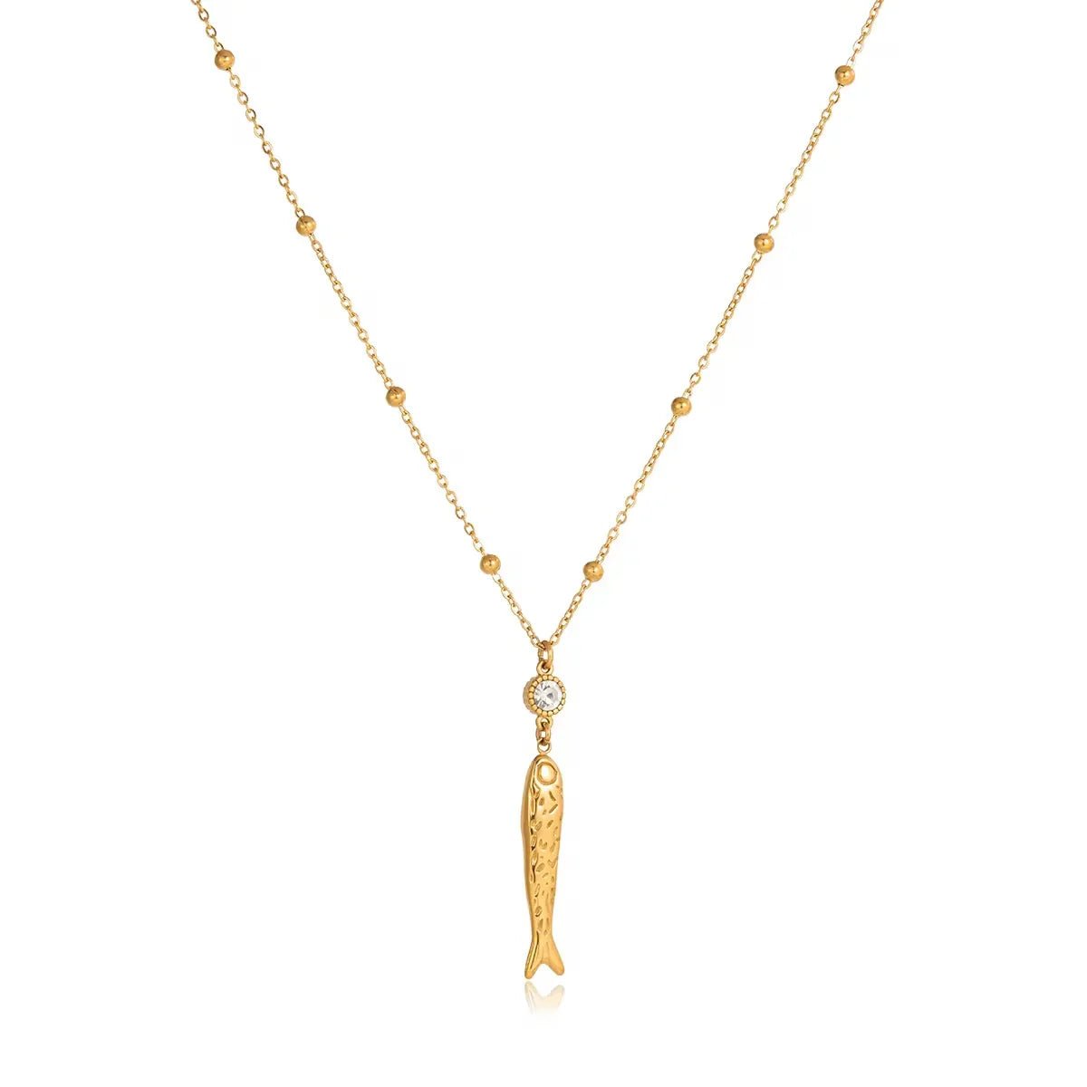 Very Fishy, Indeed Gold Fish Pendant Necklace - 18k Gold PVD Plated Stainless Steel & Waterproof - Yadman UK