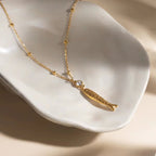 Very Fishy, Indeed Gold Fish Pendant Necklace - 18k Gold PVD Plated Stainless Steel & Waterproof - Yadman UK