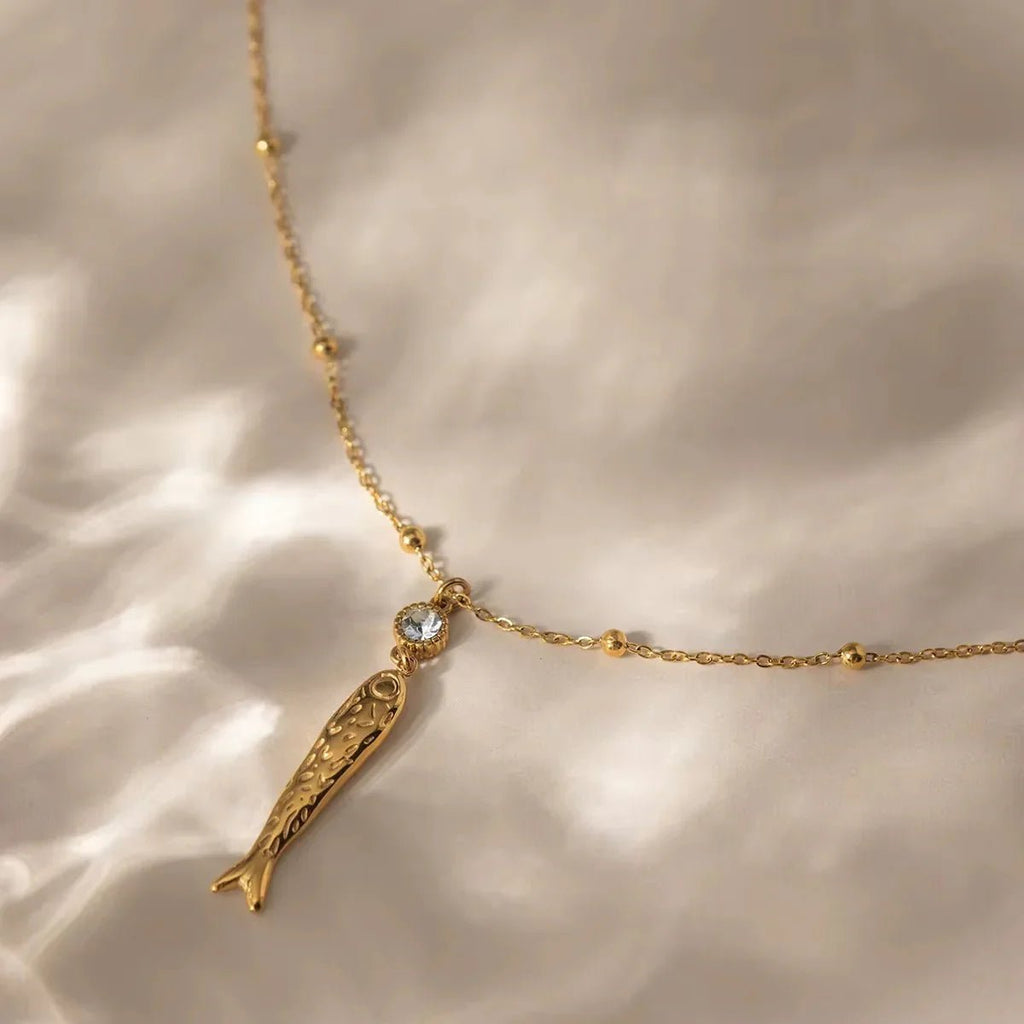 Very Fishy, Indeed Gold Fish Pendant Necklace - 18k Gold PVD Plated Stainless Steel & Waterproof - Yadman UK