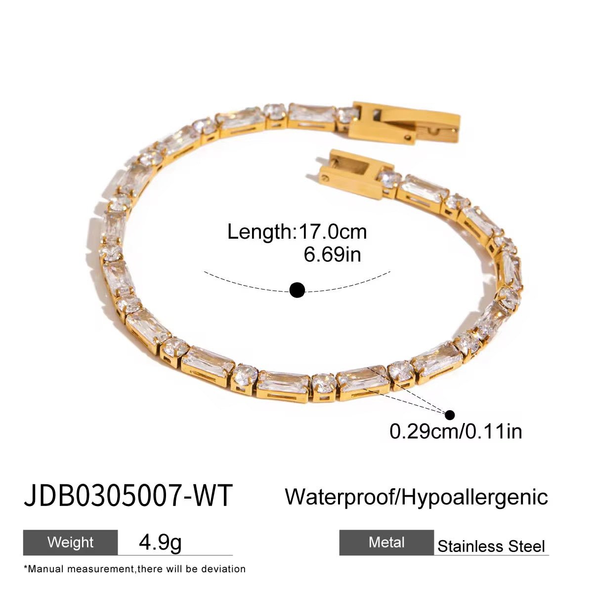 18K Gold Vermeil Tennis Bracelet for Women