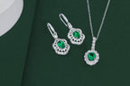 Luxury emerald gemstone necklace in platinum-plated 925 silver